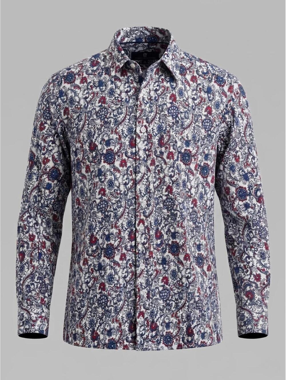 Long Sleeve Paisley Floral Button Up Shirt Men's Medium